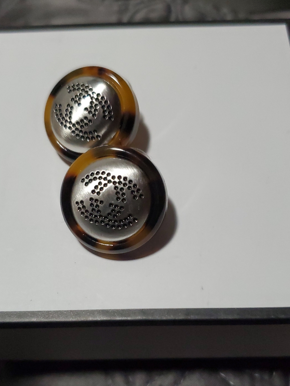 CC Boutique Tortoiseshell Round Cufflinks with Silver Center